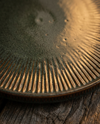Green Ribbed Stoneware Dinnerware Set, 16-Piece