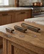 Antique Bronze Drawer Pull, Zinc Alloy — three lengths side by side showing the small, medium and large size range
