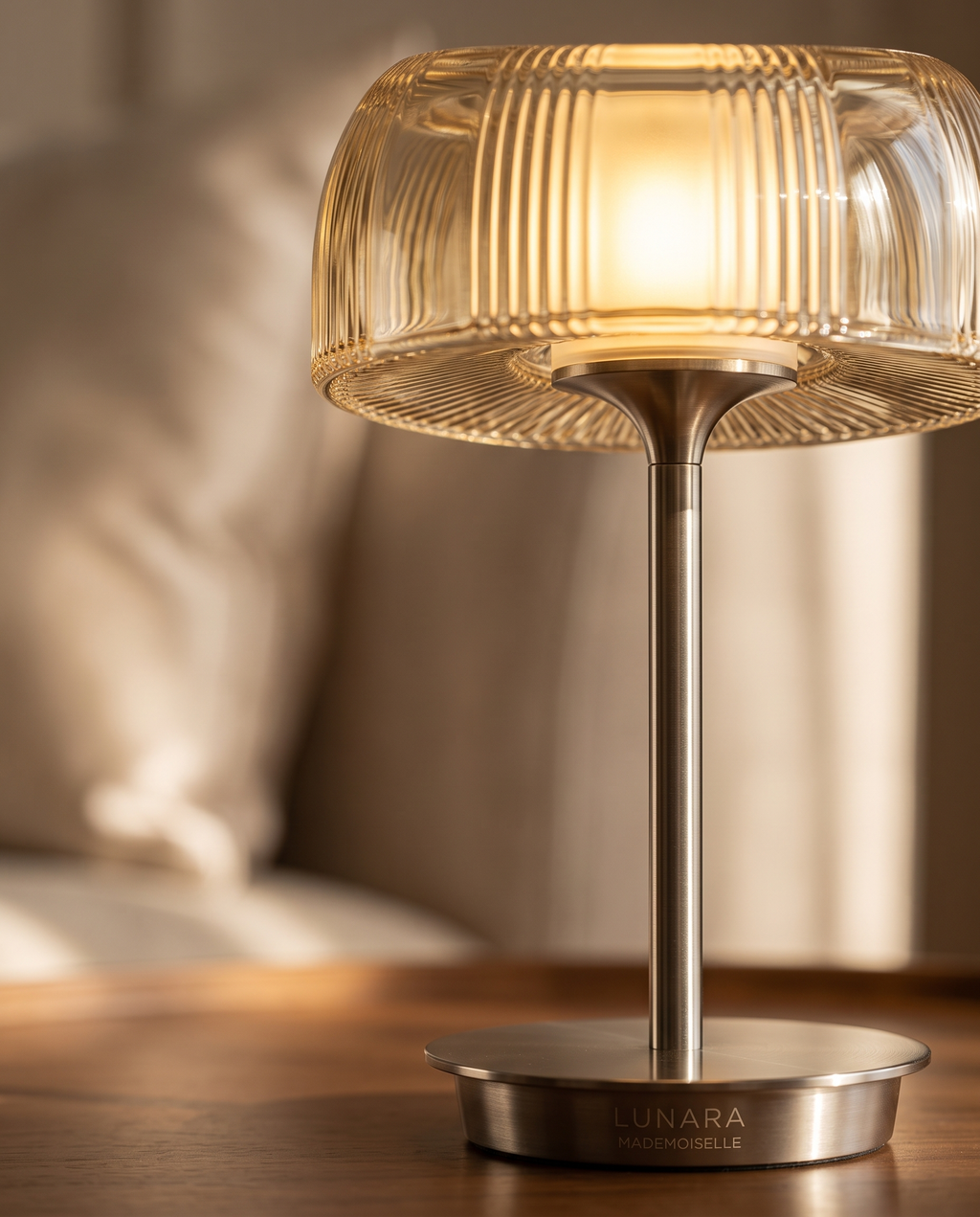 Jellyfish-Inspired Rechargeable LED Table Lamp — macro detail of the sculptural form and soft LED glow