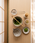 Wave-Textured Porcelain Matcha Tea Set, 6-Piece