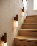 Magnetic Motion Sensor LED Night Light, Rechargeable — placement along a staircase wall in a modern home