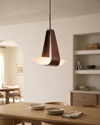 Frosted Glass Pendant Light, Leather Strap LED