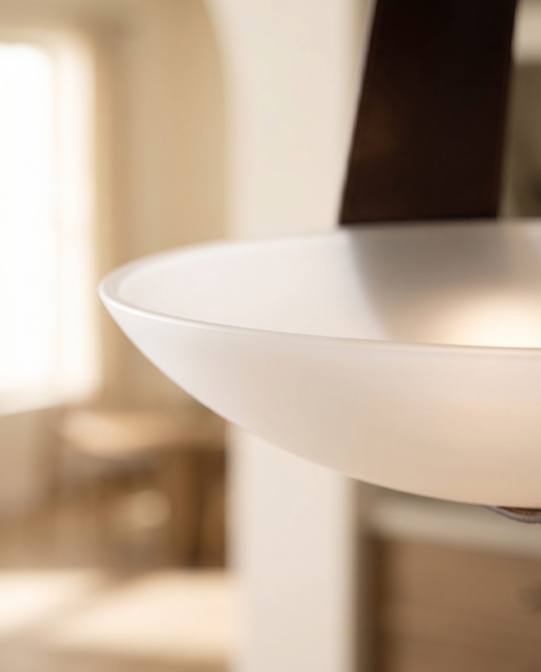 Frosted Glass Pendant Light, Leather Strap LED