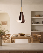 Frosted Glass Pendant Light, Leather Strap LED