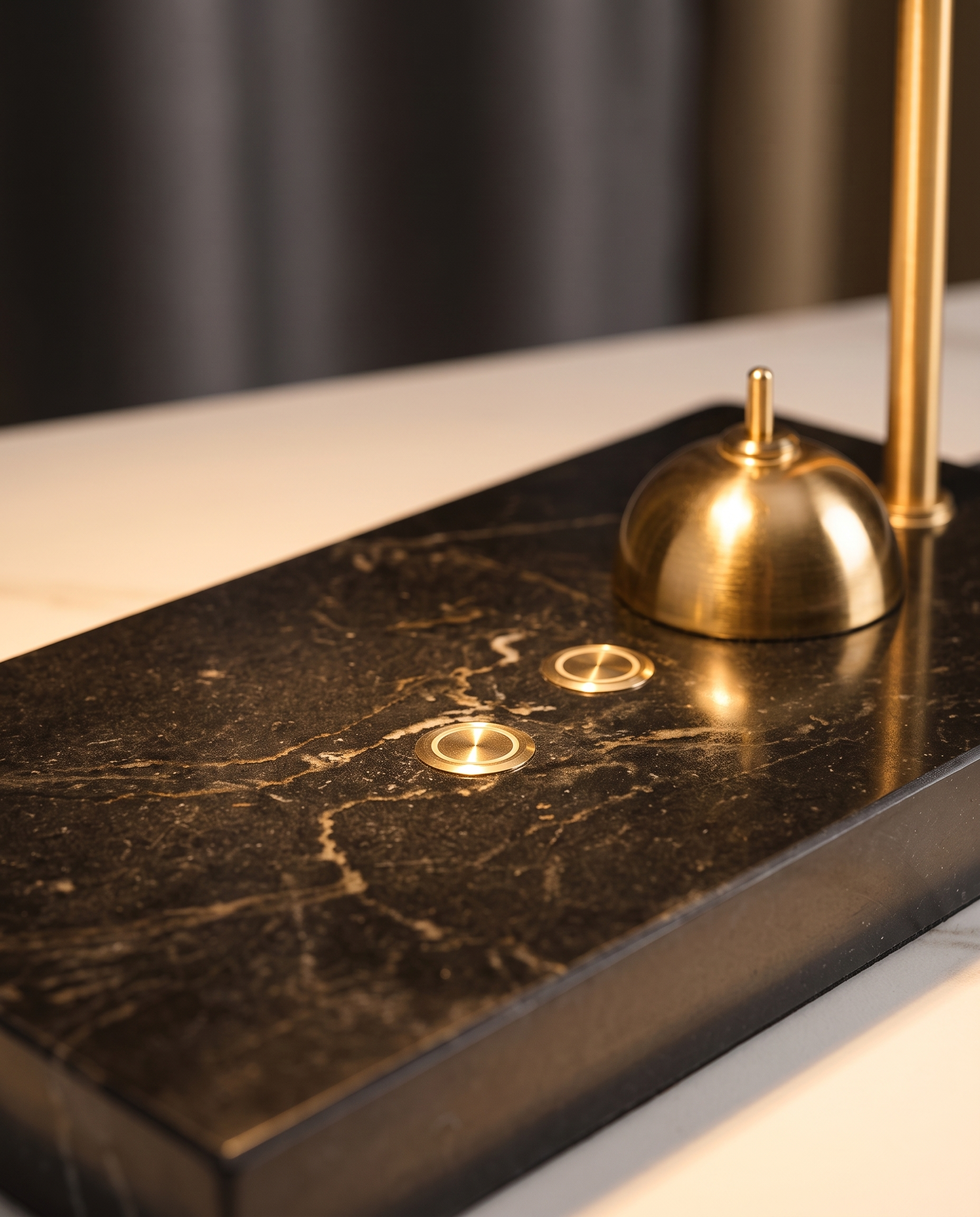 Marble Candle Warmer Lamp with Book Light — macro detail of the marble veining and warmer