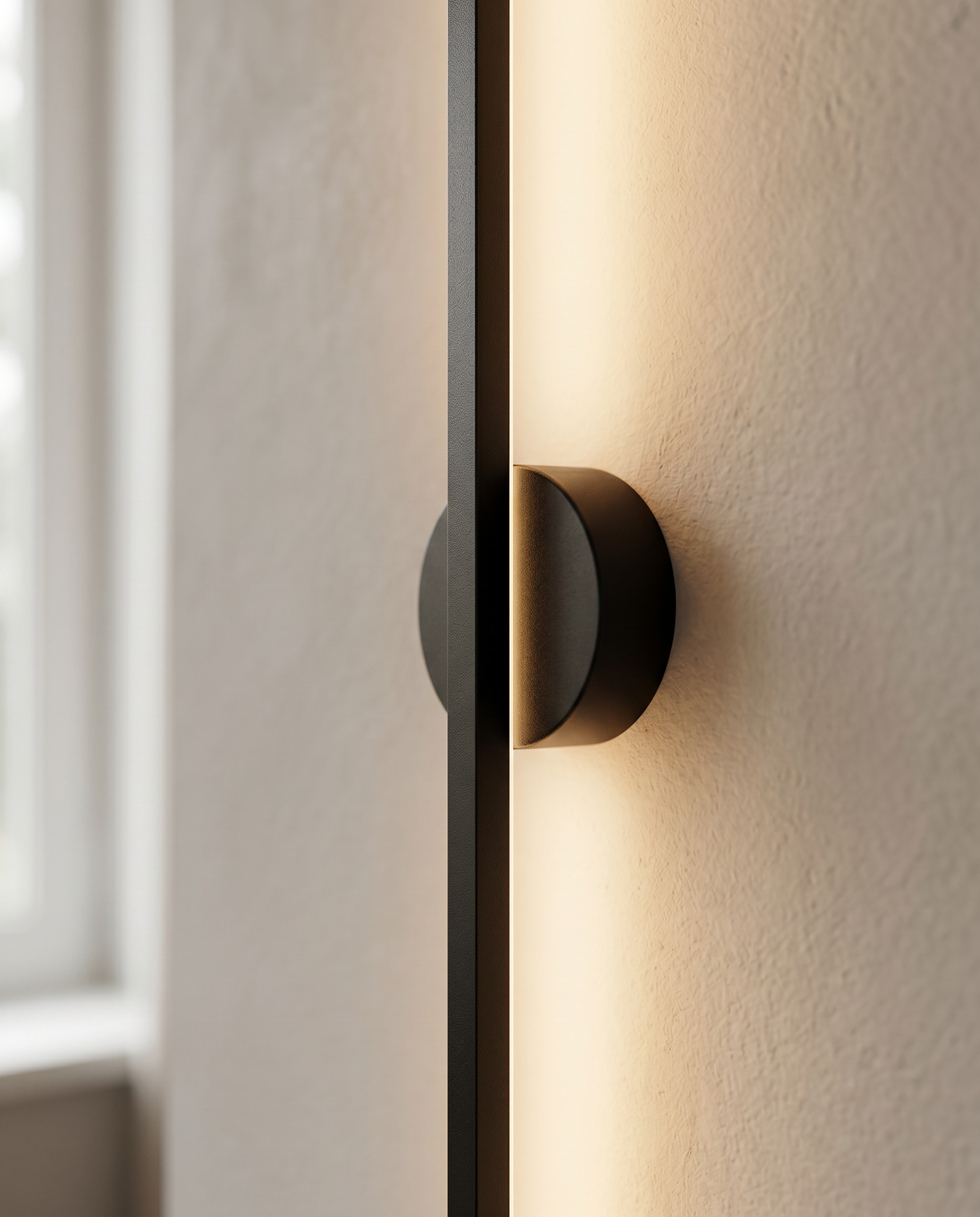 Linear LED Wall Lamp, Minimalist Aluminum — Black, detail macro of the linear form