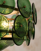 Green Glass Disc Chandelier, LED