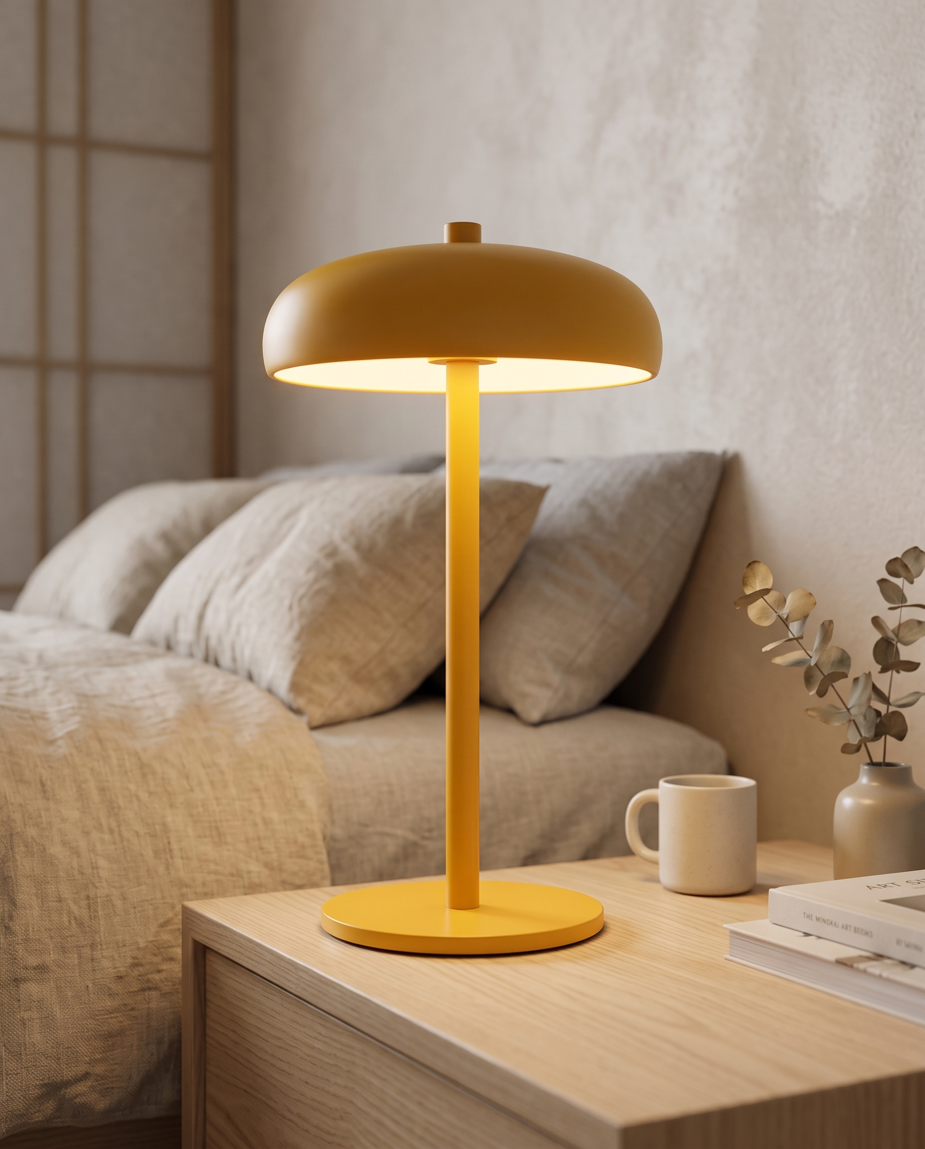 Cordless Iron Touch Table Lamp, Dimmable LED — Yellow