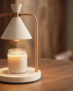 Dimmable Candle Warmer Lamp, Retro Metal — macro detail of the metal finish and warmer