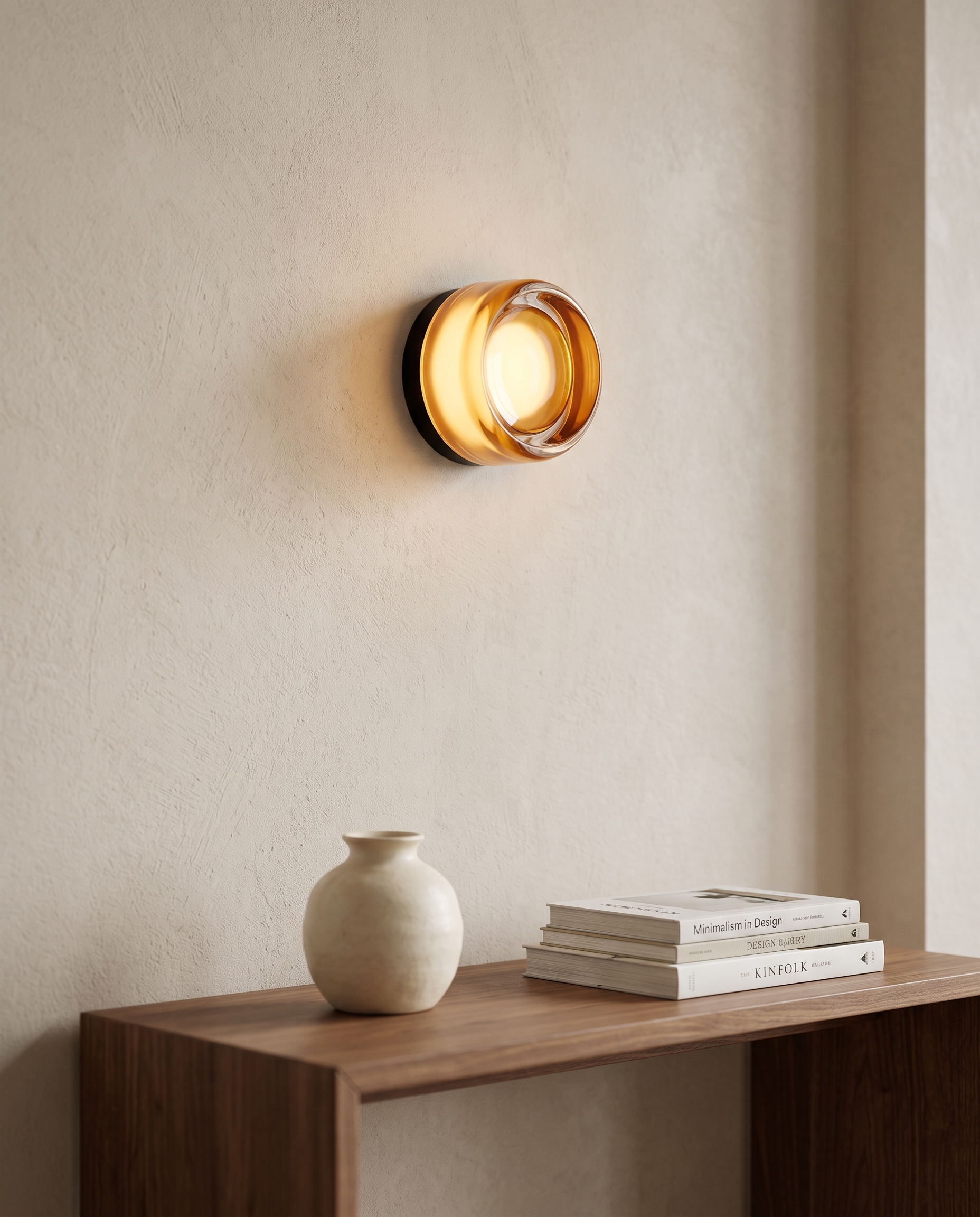 Minimalist Linear LED Wall Sconce, Aluminum and Iron — placement and scale, above a console table in a styled interior
