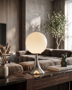 Glass Globe Touch Table Lamp, Dimmable LED — White, modern luxury living room console table