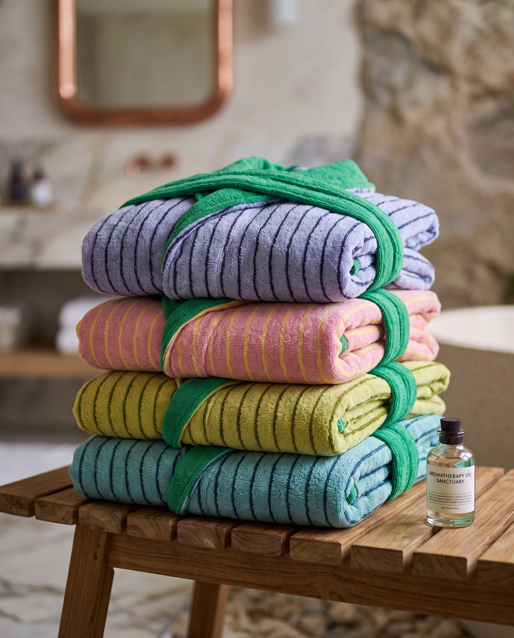 Multicolor Striped Organic Cotton Bathrobe