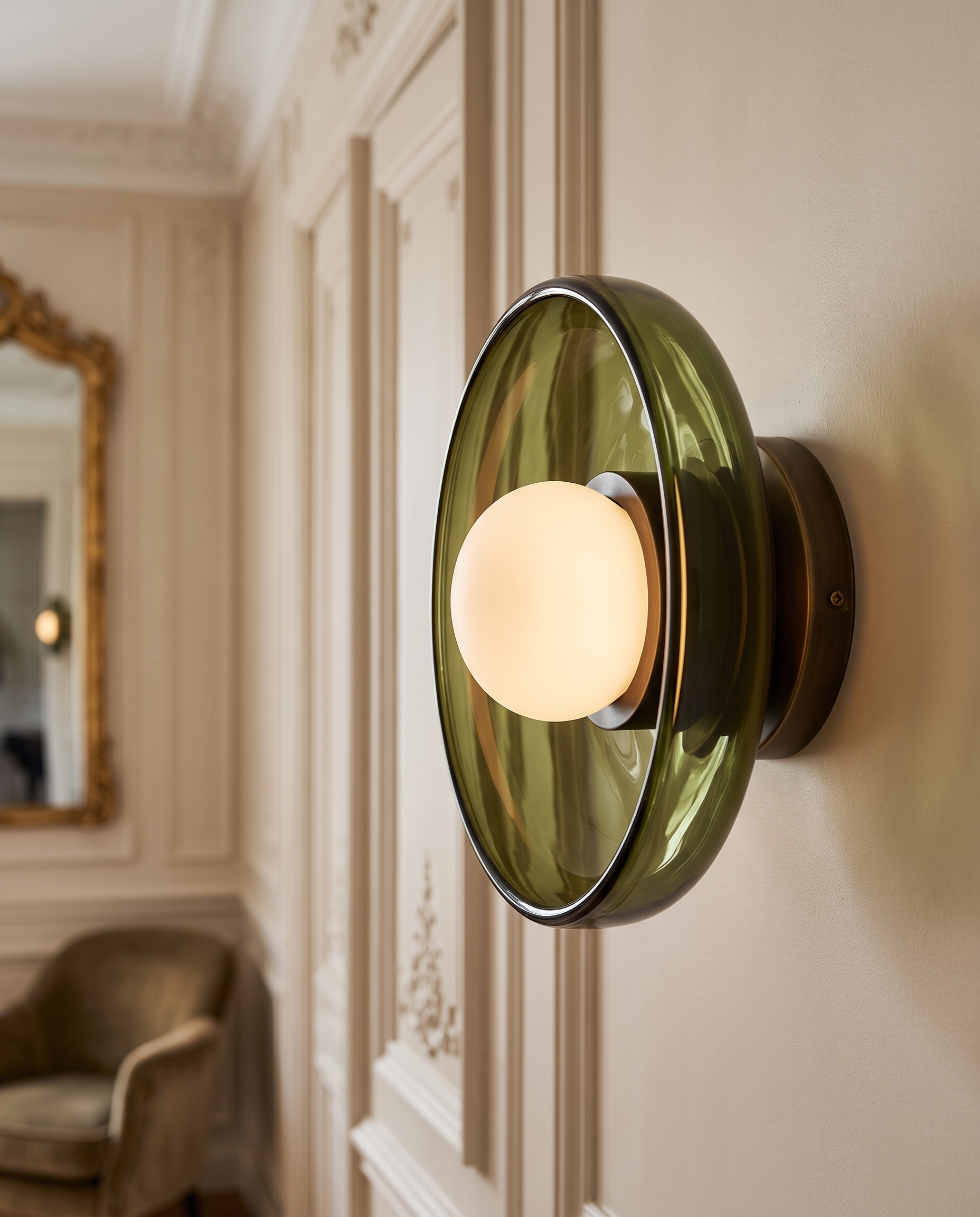 Stained Glass Wall Sconce, Iron and LED — alternate angle