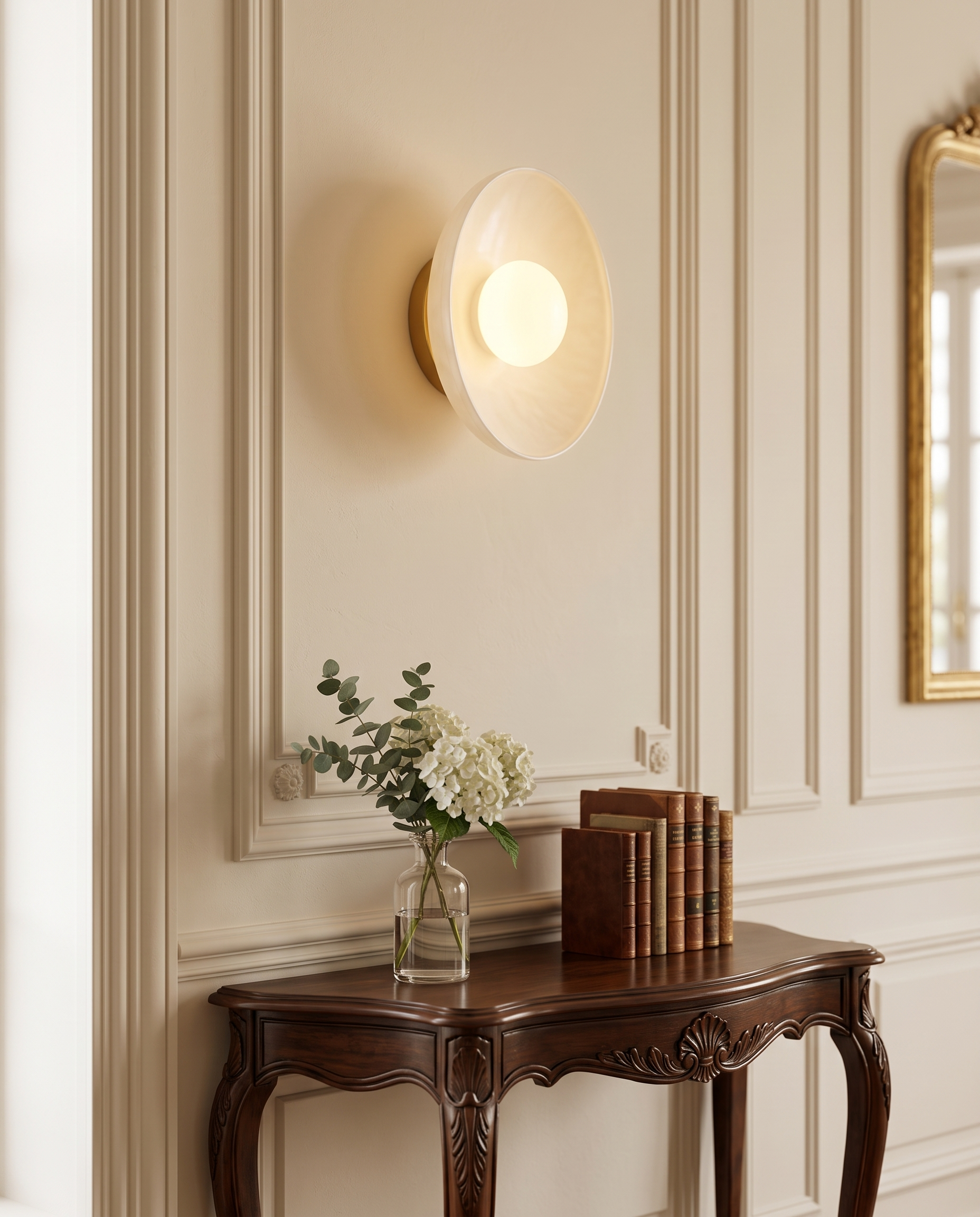 Stained Glass Wall Sconce, Iron and LED — placement and scale