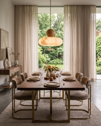 Agate Stone Pendant Light, Wood and LED — Light Wood, wider placement and scale in dining room