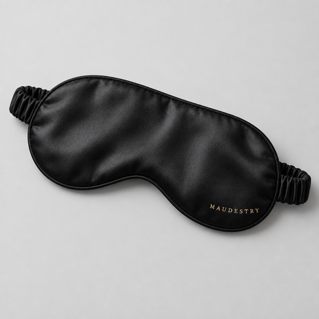 Maudestry black silk sleep eye mask