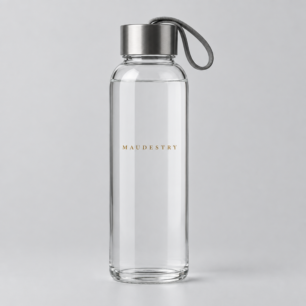 Maudestry glass water bottle