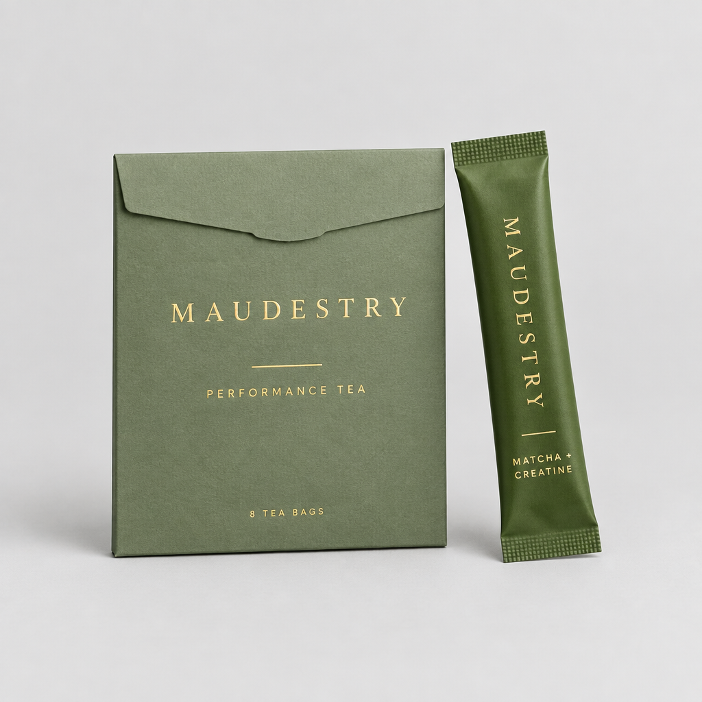 Maudestry Performance Tea sampler and Matcha Creatine sachet