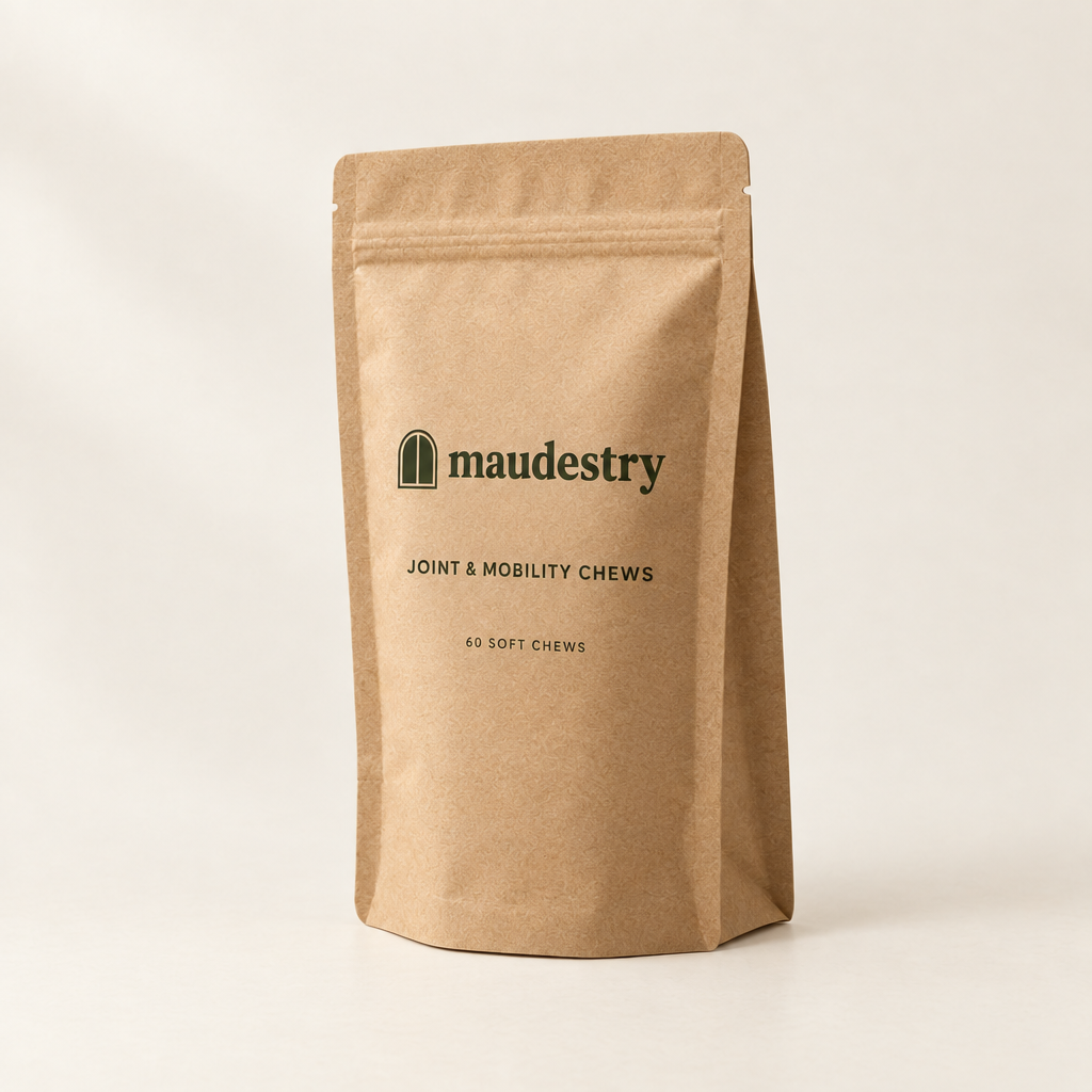 Joint & Mobility Chews pouch, angled view showing the gusset