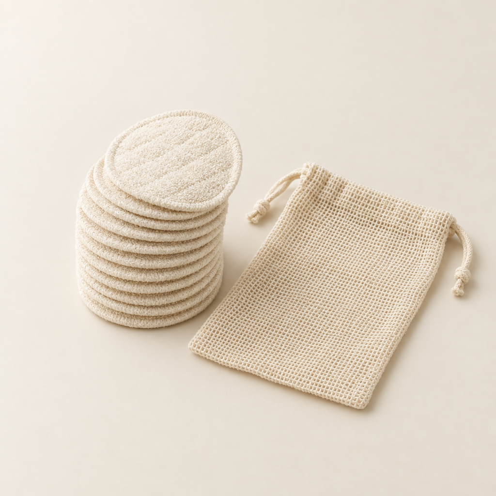 Reusable cotton rounds, 10 pack, with mesh wash bag