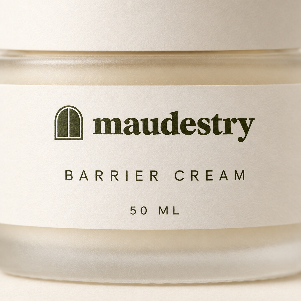 Close-up of the Maudestry label