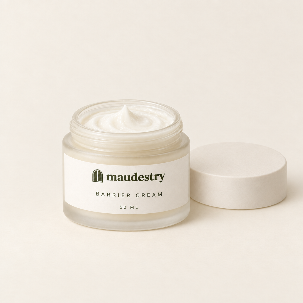 Jar open, showing the cream