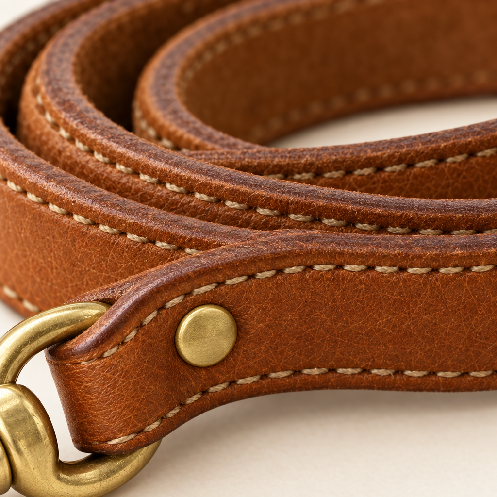 Close-up of the rolled leather hand loop
