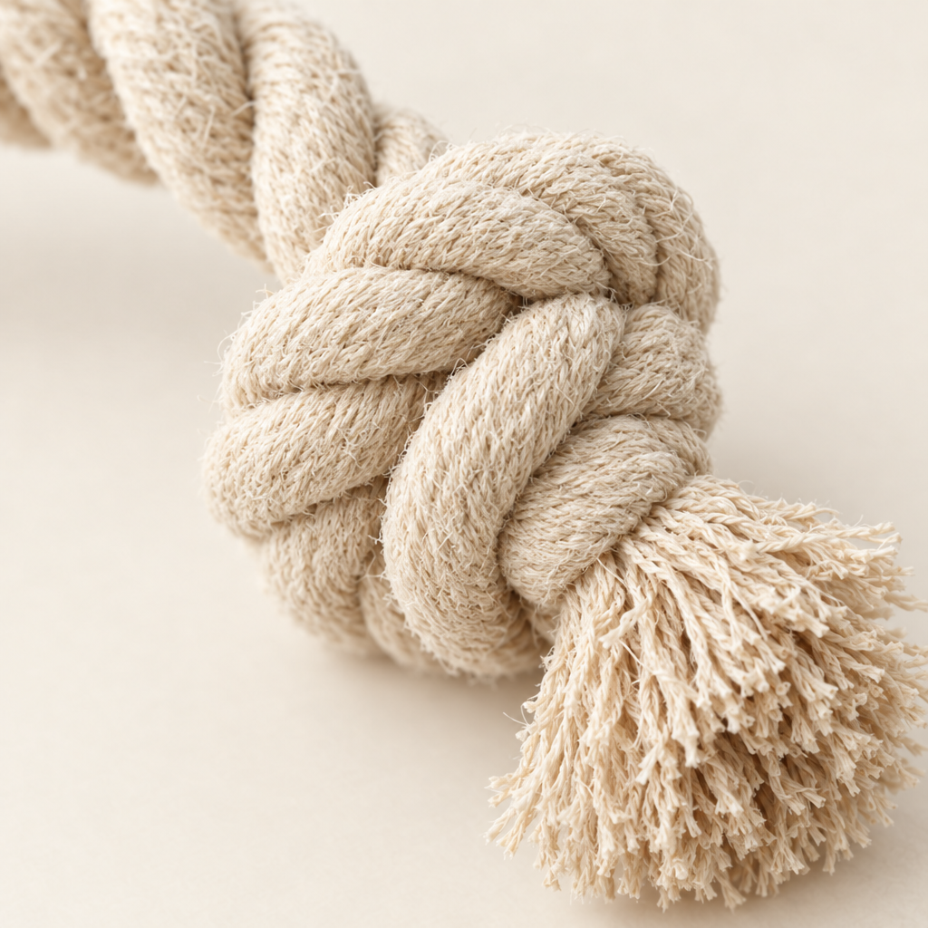 Close-up of the knotted end