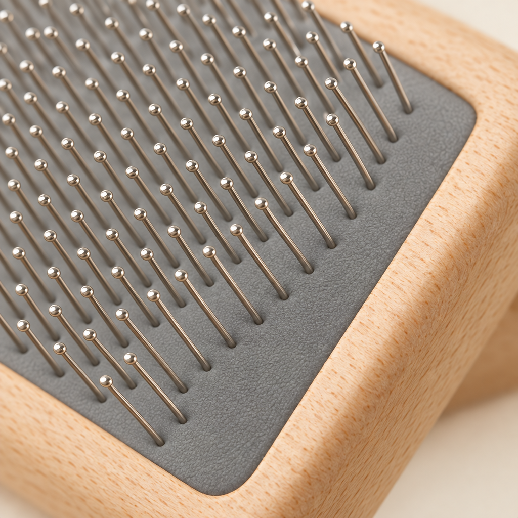 Close-up of the angled pins and cushioned pad