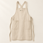 Cross-back canvas apron in Natural