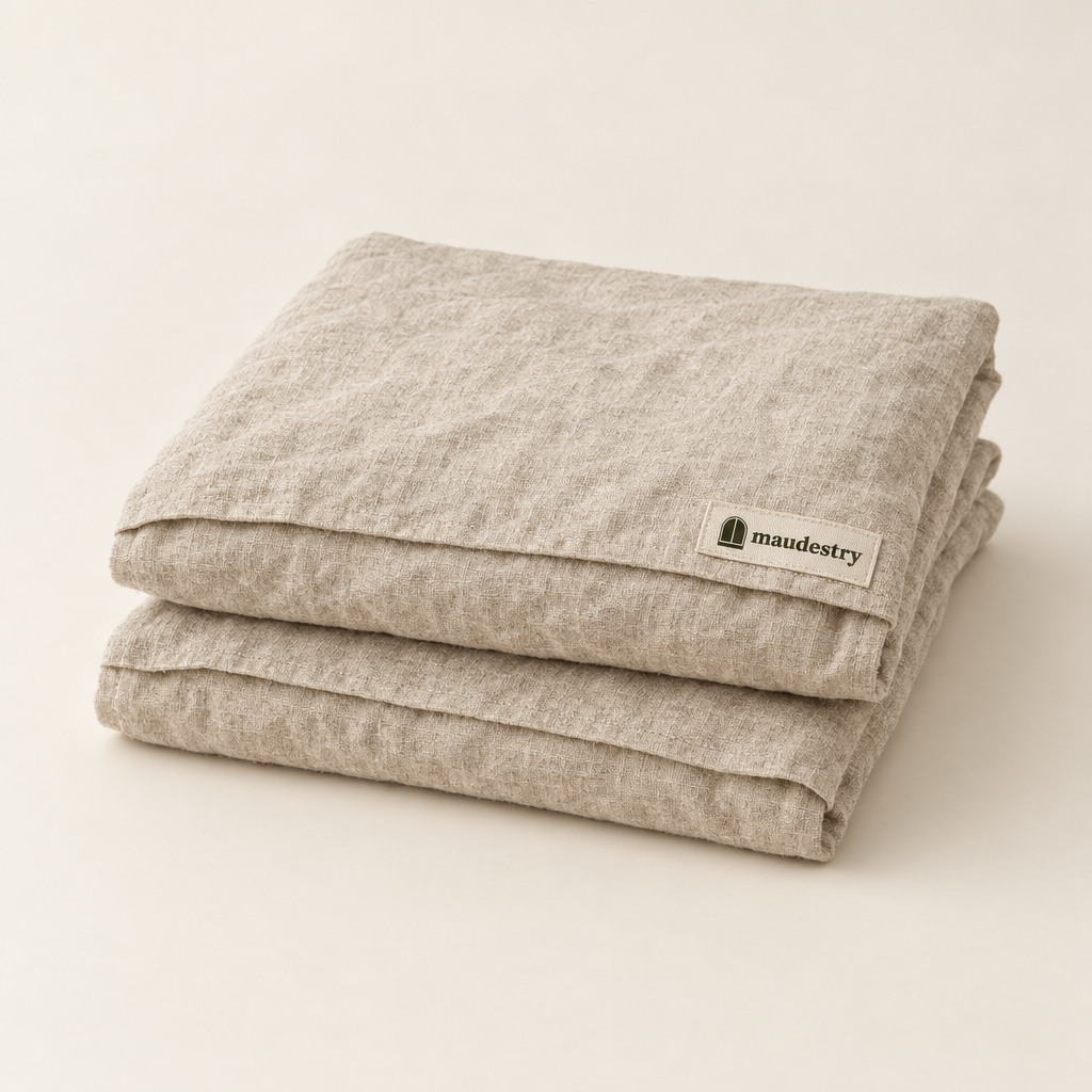 Pair of washed linen pillow covers in Natural