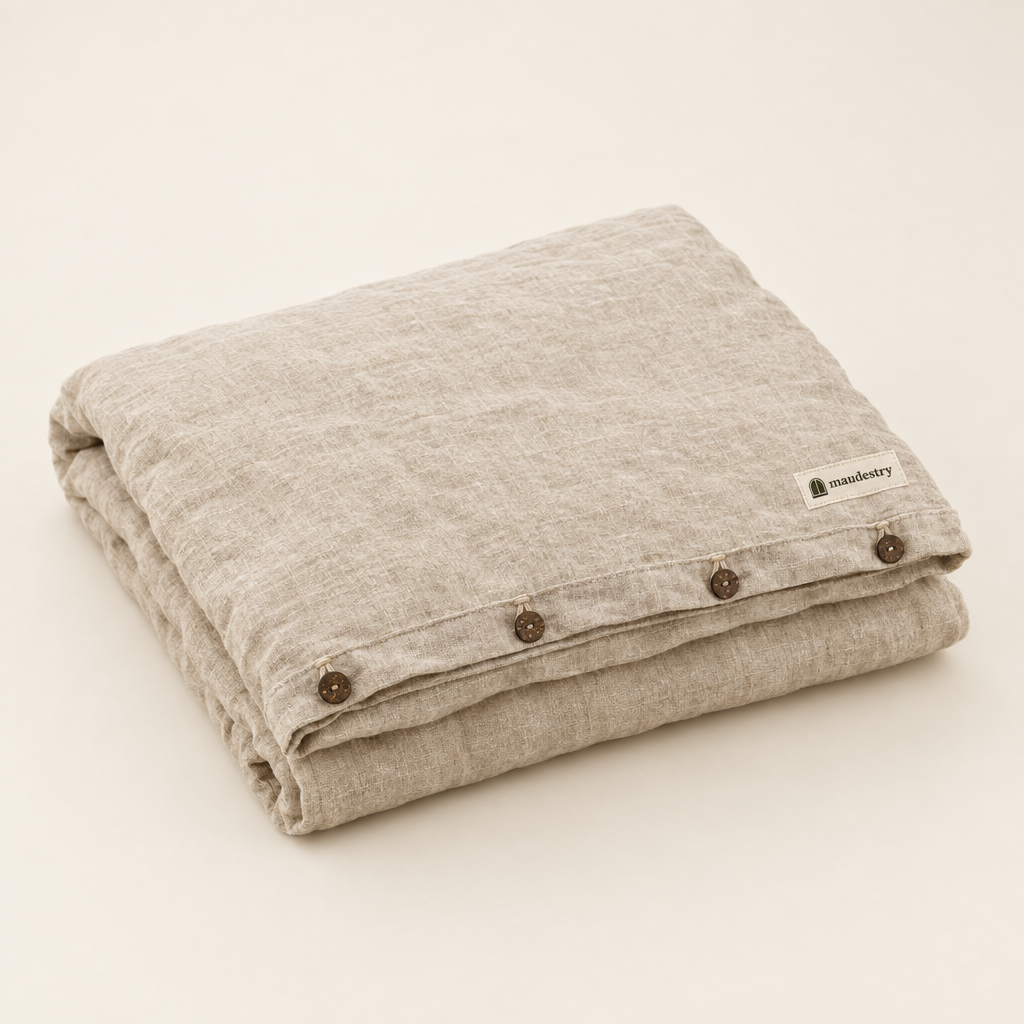 Washed linen quilt cover in Natural