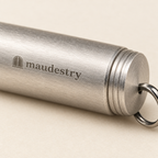 Close-up of the case with the etched Maudestry mark