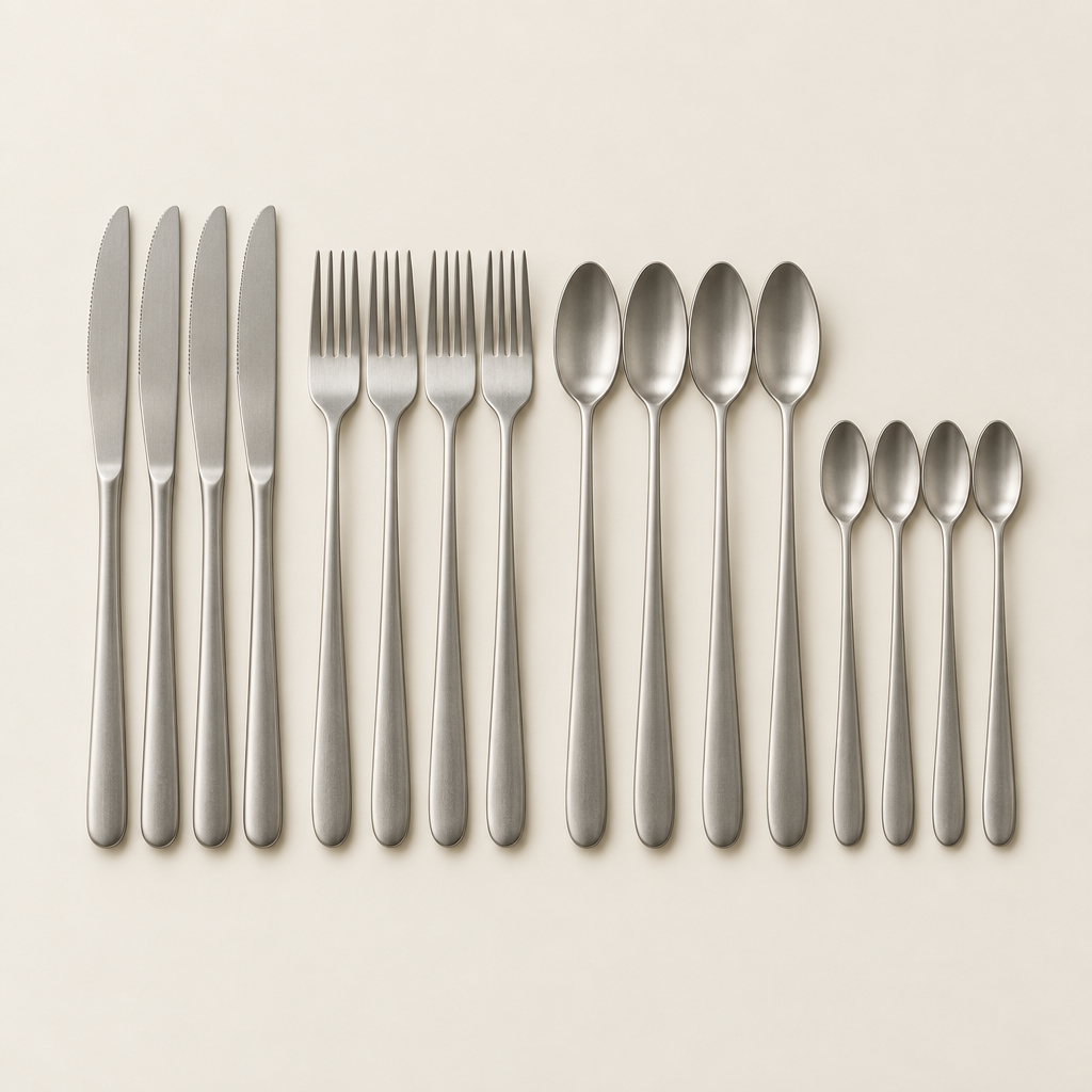 16-piece stainless cutlery set in Brushed Steel