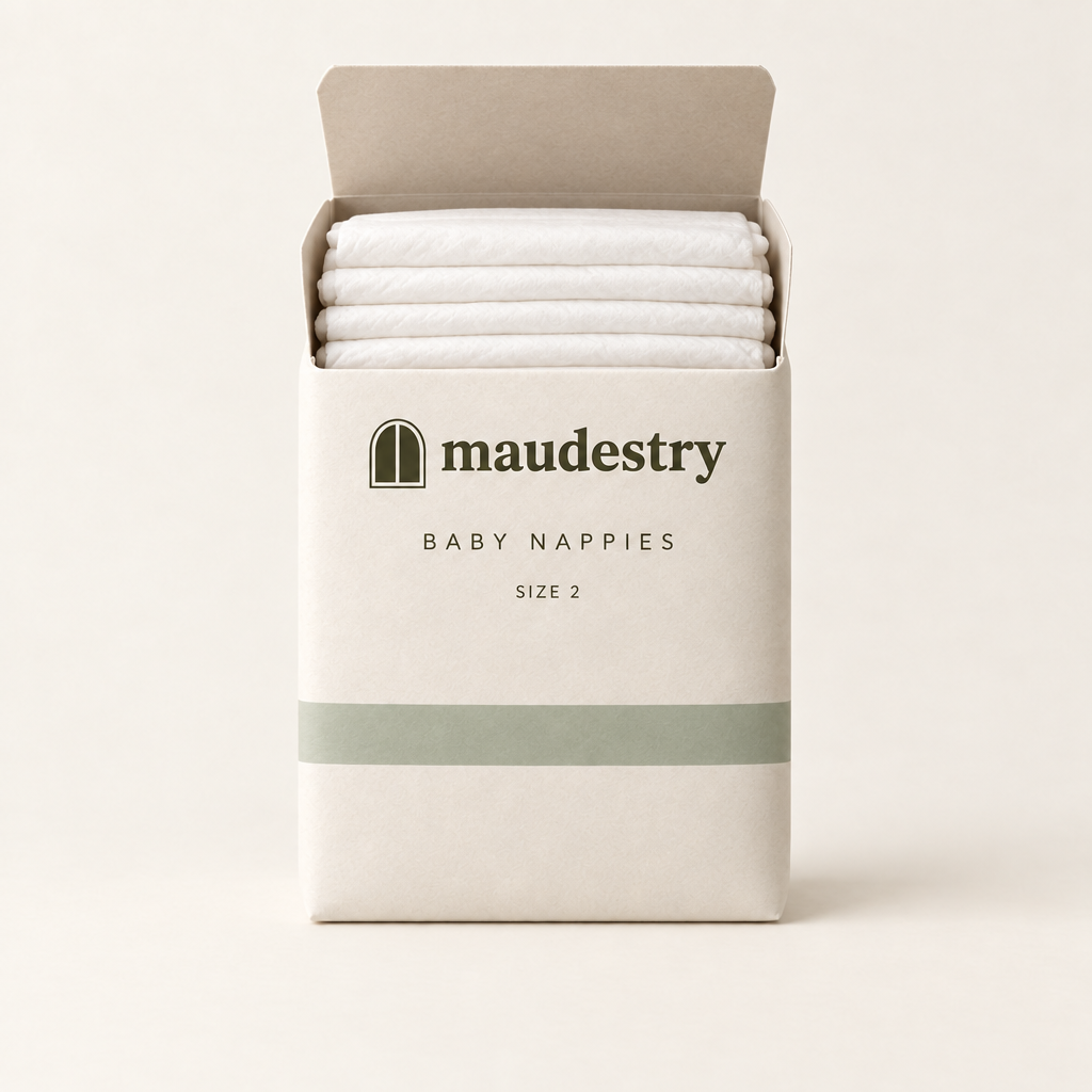 Box open, showing the nappies inside