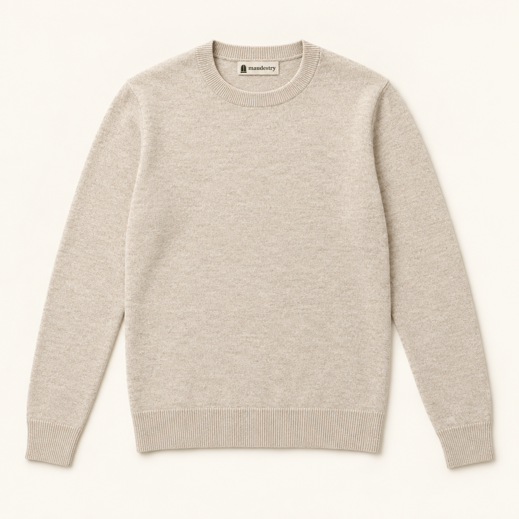 Merino crew jumper in Natural