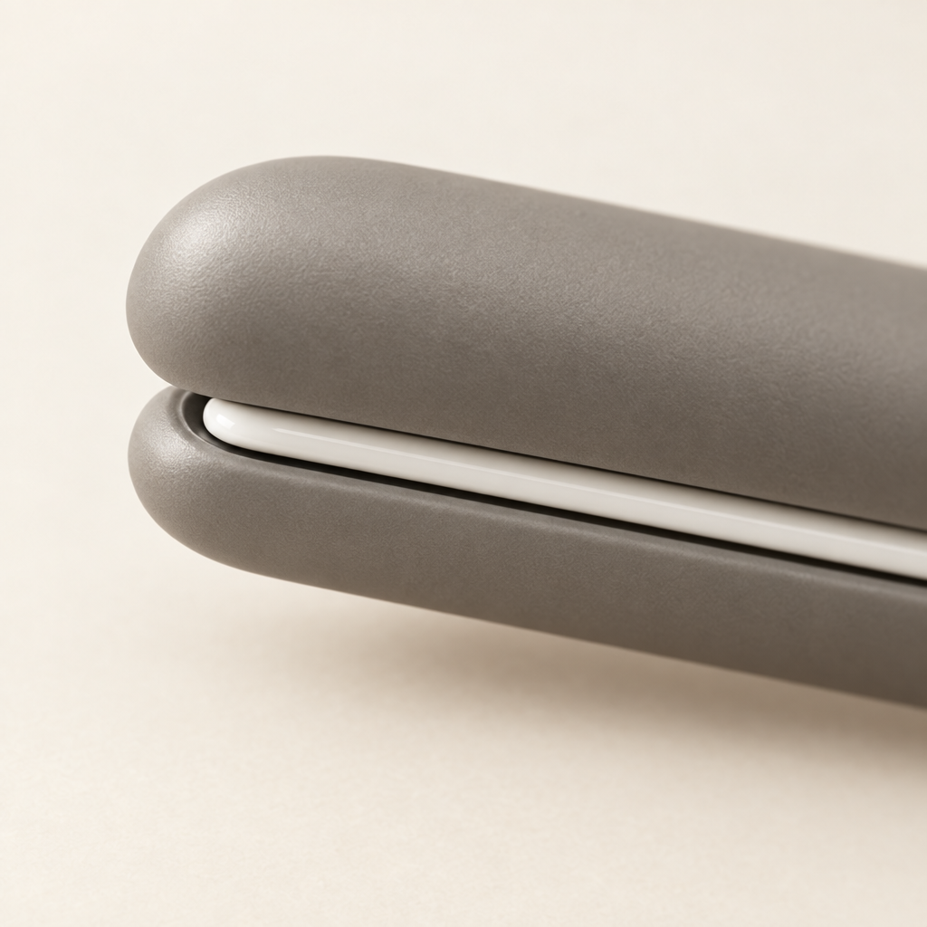 Close-up of the rounded barrel and plate edge