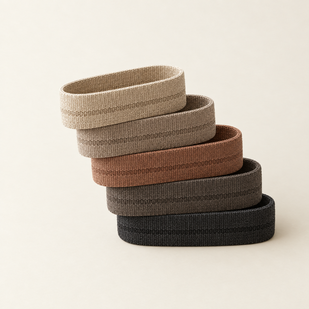 Stacked, showing the fabric thickness