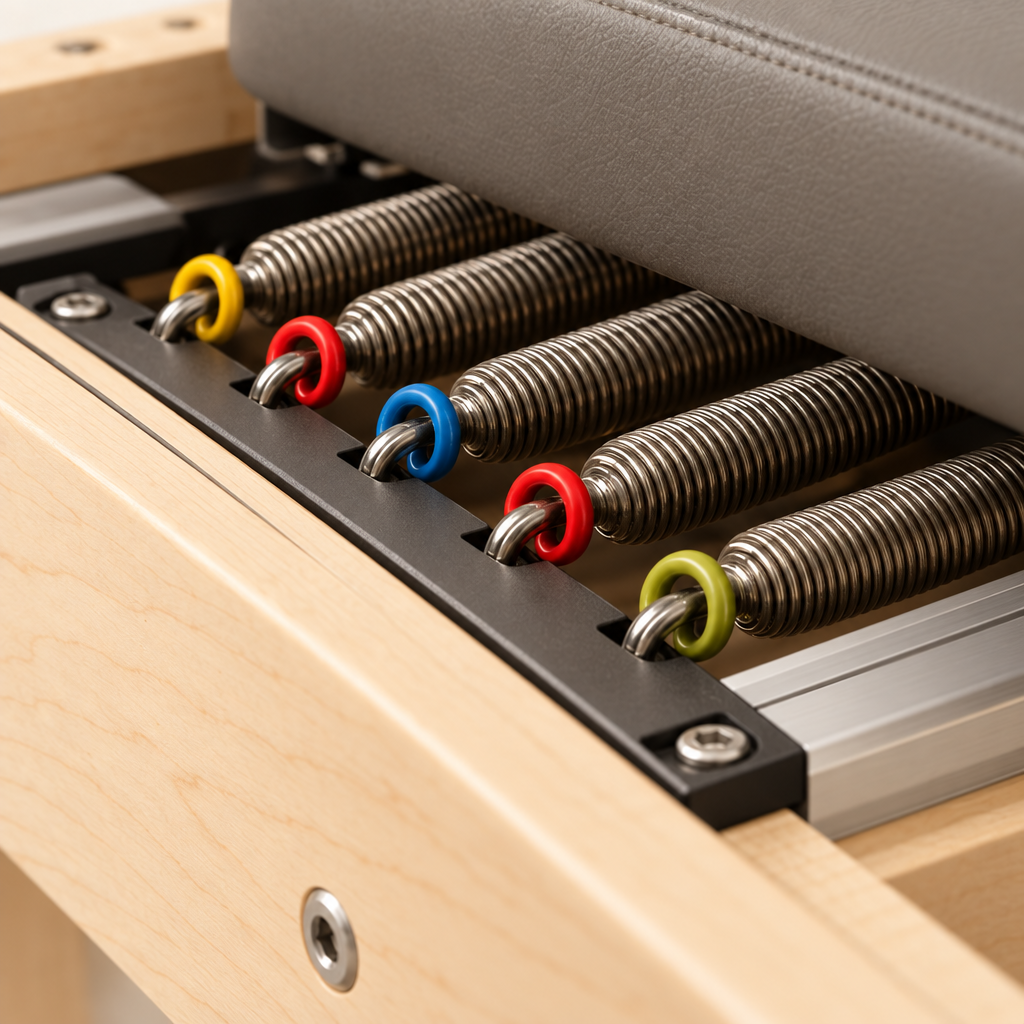 Close-up of the five colour-coded springs