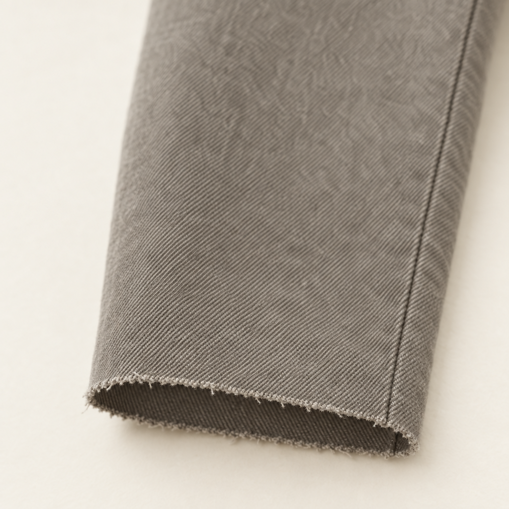 Close-up of the unfinished hem