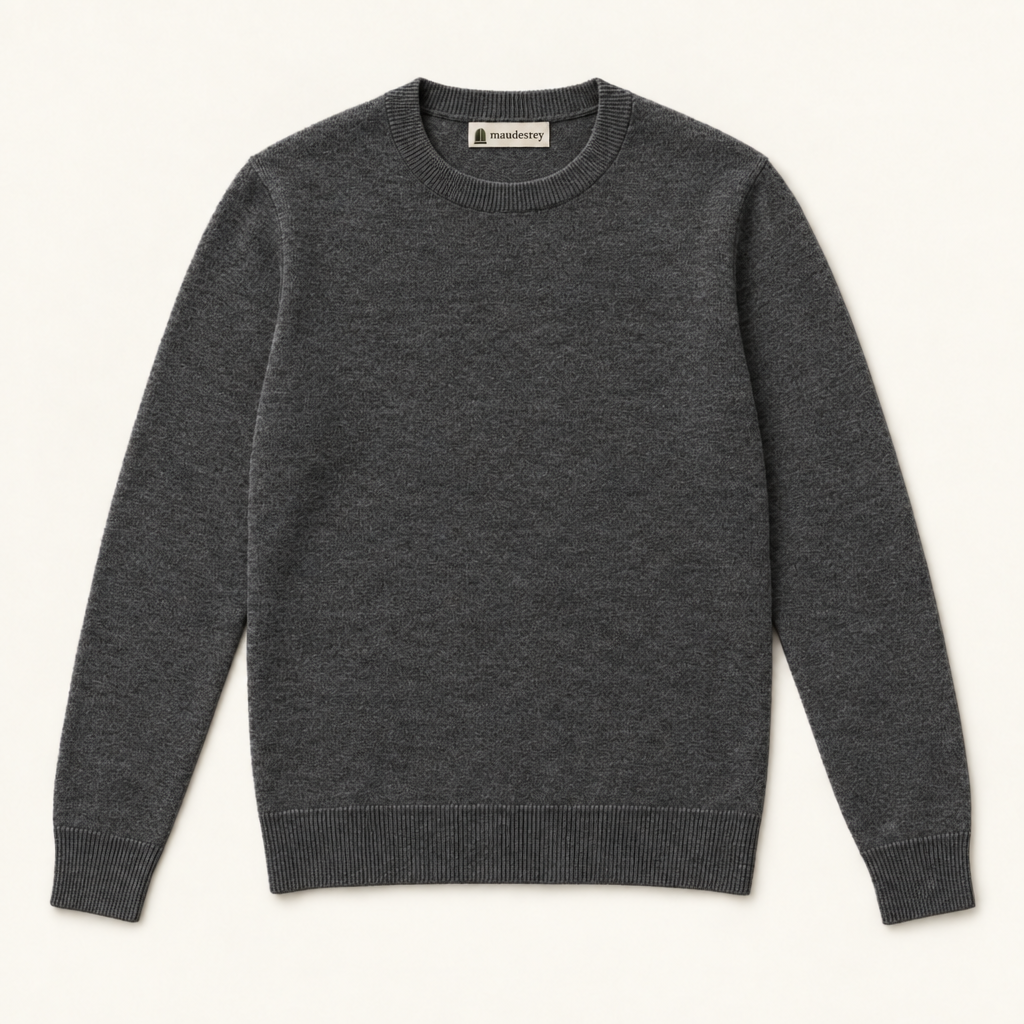 Merino crew jumper in Charcoal