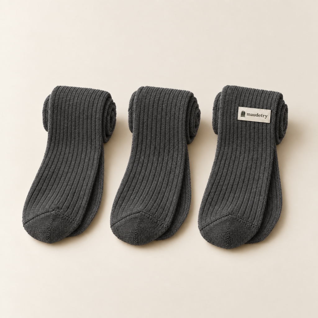 Ribbed cotton socks, 3 pack, in Charcoal