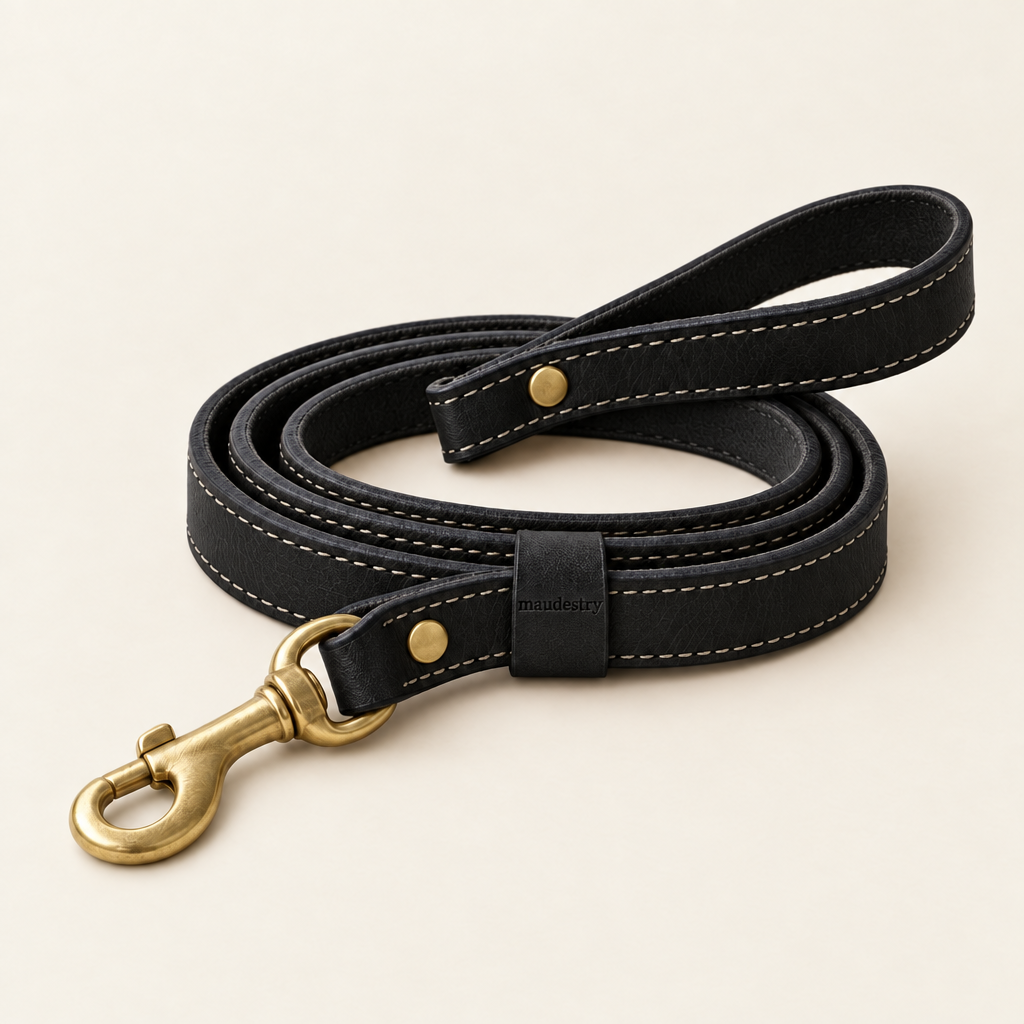 Matching leather dog lead in Black